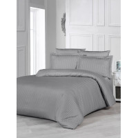 Комплект сатинової постільної білизни Zeron Satin Strip Євро 200х220 кремовий смужка