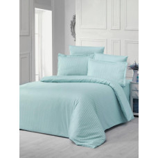 Комплект сатинової постільної білизни Zeron Satin Strip євро 200х220 кремовий смужка