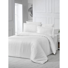 Комплект постільної білизни Zeron Satin Strip сімейний кремовий 160х220, смуга