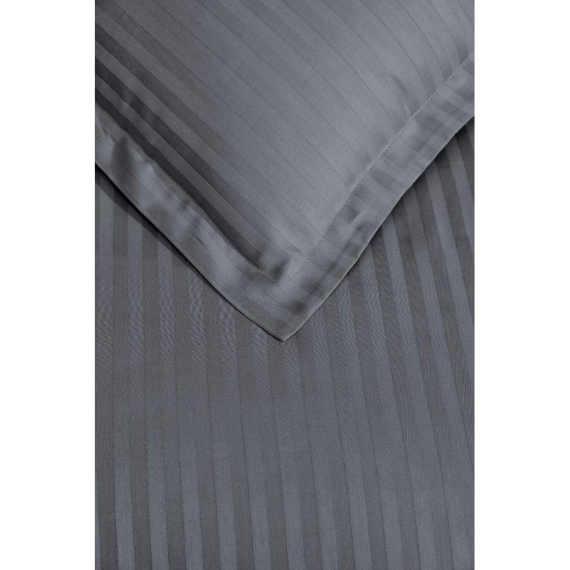 Постільна білизна Satin Strip сімейна ZERON 160х220 ANTRASIT