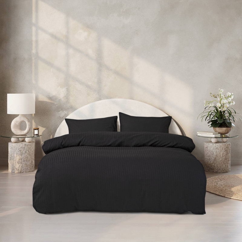 Постільна білизна Lotus Home Сатин Страйп чорний 1*1 полуторний