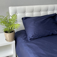 Простирадло SoundSleep Stripe Sense сатин-страйп темно-синє 150х220 см