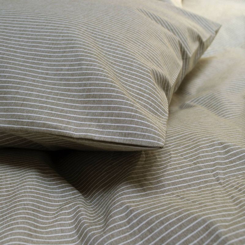 Комплект постільної білизни Lotus Home Premium Percale Stripe євро хакі