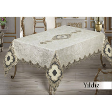 Прямокутна велюрова скатертина Maison Yildiz з мереживом 160х350 см