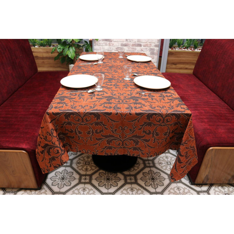 Прямокутна шенілова скатертина Kayra Verona 160х285 см коралова