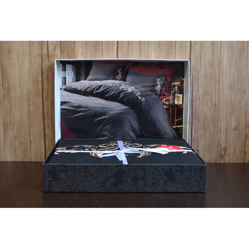 Комплект постільної білизни Cotton Box Brode Saten євро з вишивкою