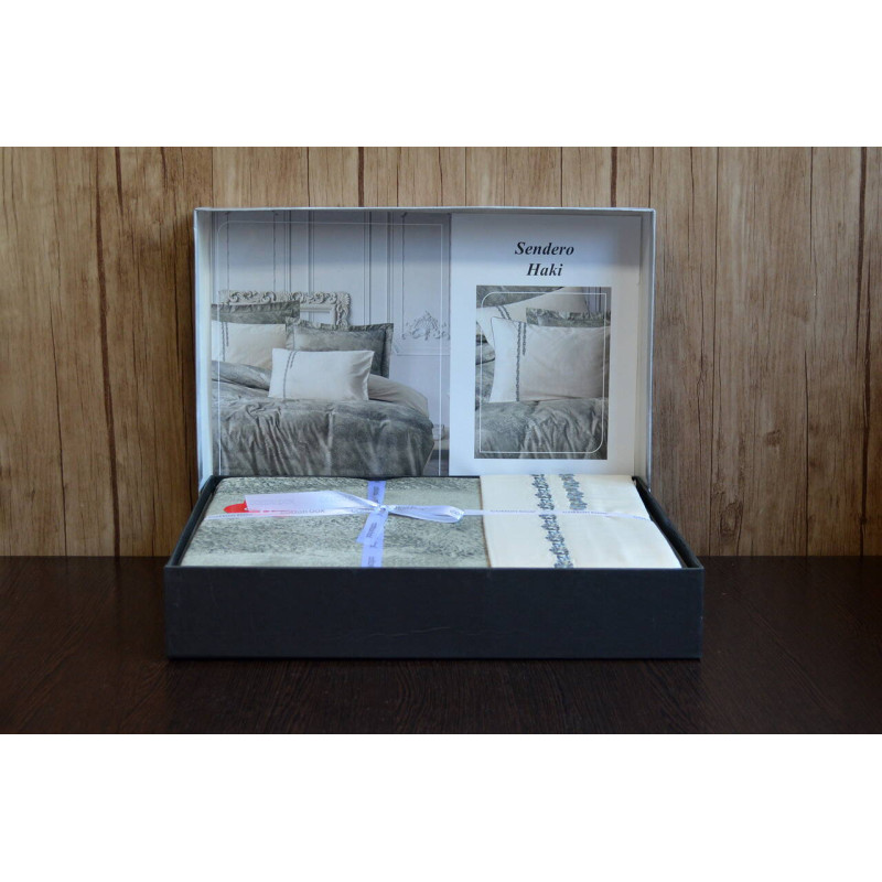 Комплект постільної білизни Cotton Box Elite Saten Sendero Haki євро