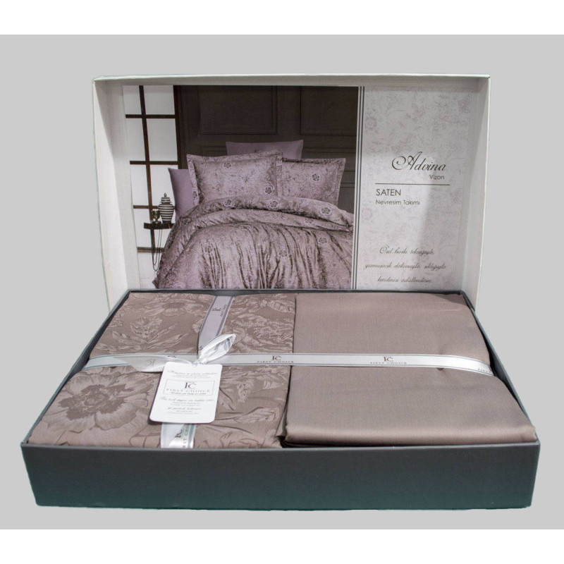 Комплект постільної білизни First Choice Cotton Satin Advina Mink євро