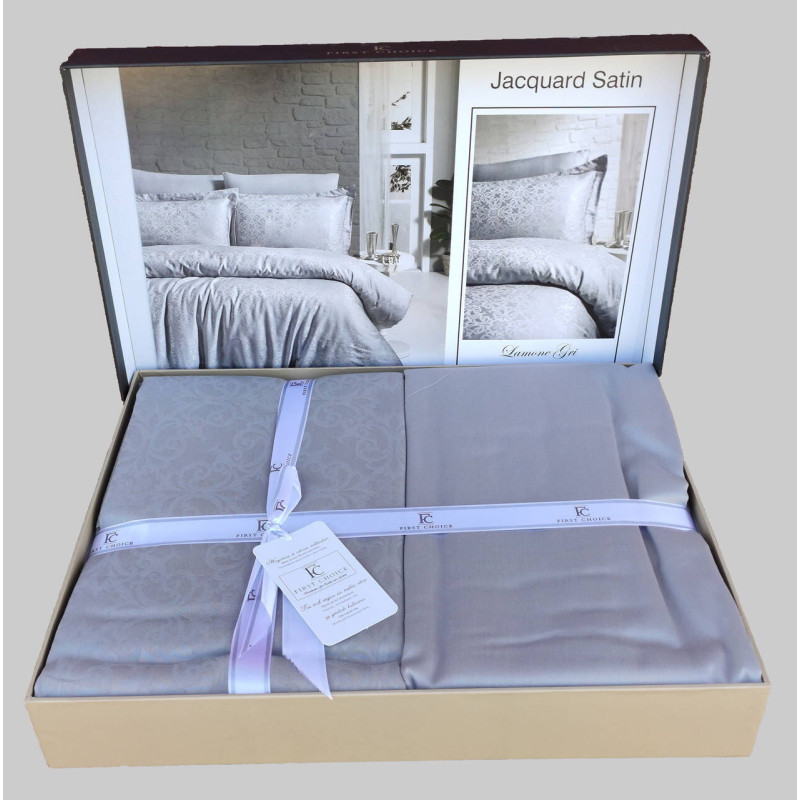 Комплект постільної білизни First Choice Jacquard Satin Lamone Grey