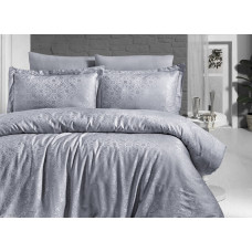 Комплект постільної білизни First Choice Jacquard Satin Lamone Grey євро