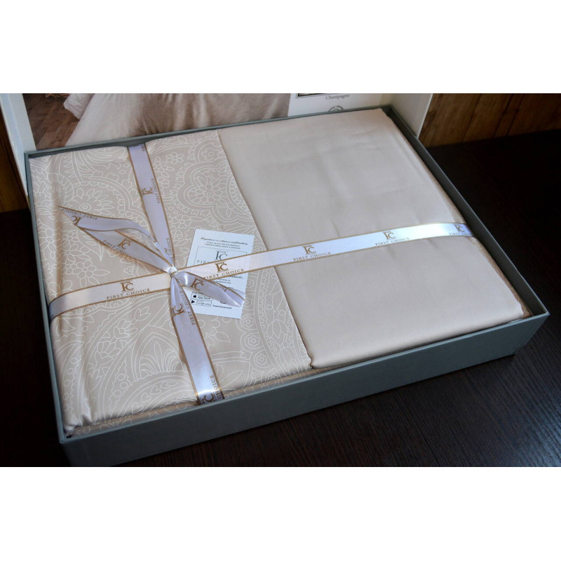 Постільна білизна First Choice Cotton Satin Neva євро бежева