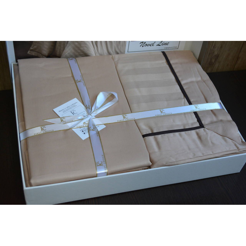 Комплект постільної білизни First Choice Deluxe Satin євро бежевий