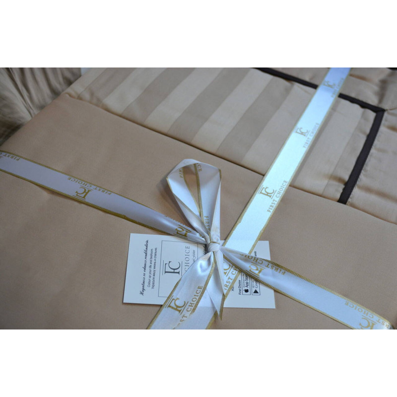Комплект постільної білизни First Choice Deluxe Satin євро бежевий