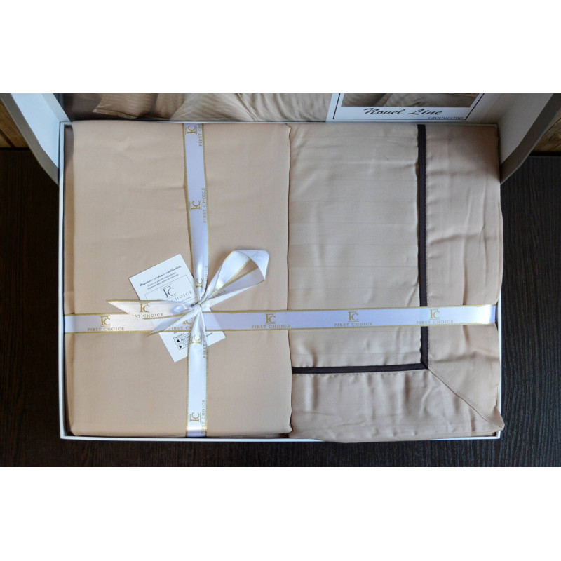 Комплект постільної білизни First Choice Deluxe Satin євро бежевий