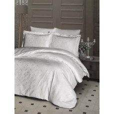 Комплект постільної білизни First Choice Jacquard Satin євро кремовий