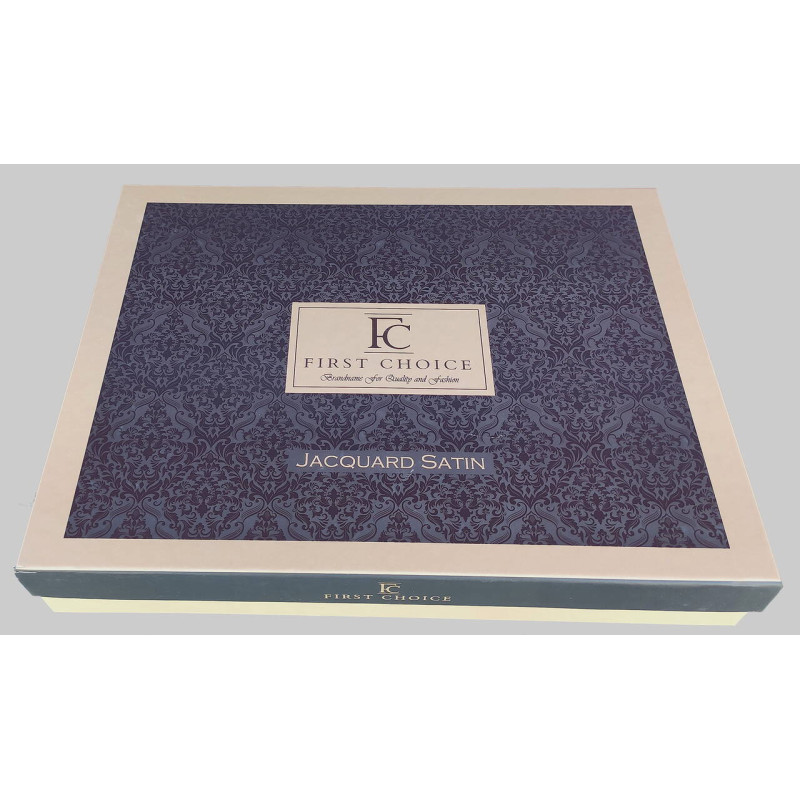 Комплект постільної білизни First Choice Jacquard Satin євро кремовий