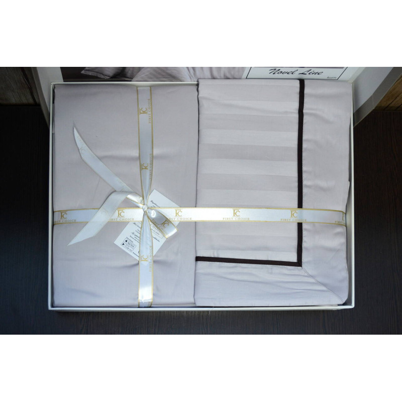 Комплект постільної білизни First Choice Deluxe Satin євро бежевий