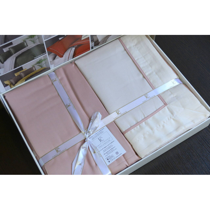 Комплект постільної білизни First Choice Deluxe Satin євро пудровий