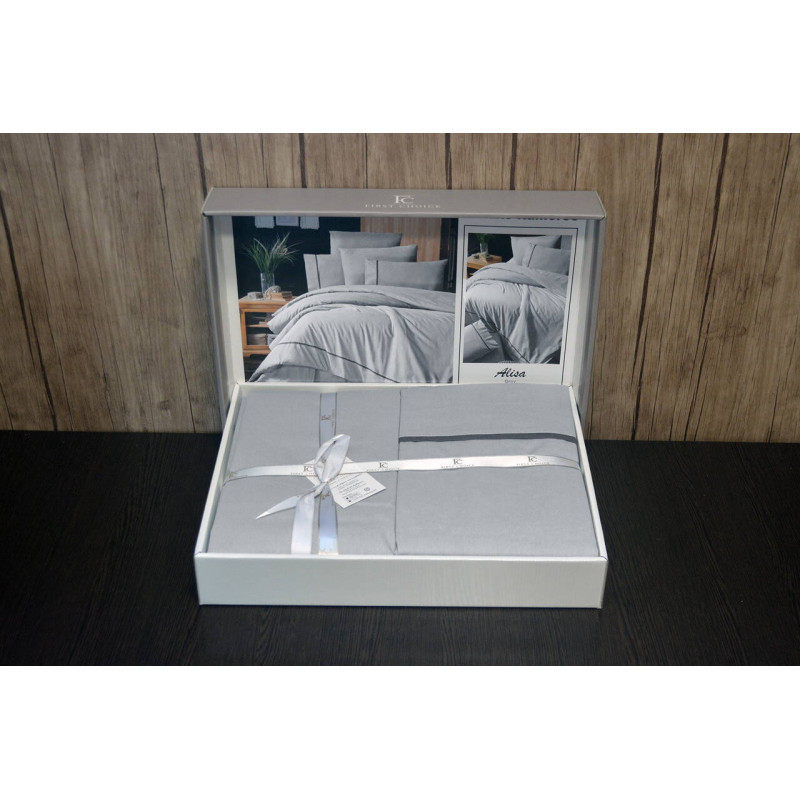 Комплект постільної білизни First Choice Ranforce Deluxe Alisa Grey євро