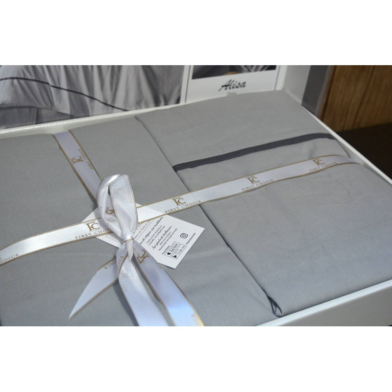 Комплект постільної білизни First Choice Ranforce Deluxe Alisa Grey євро