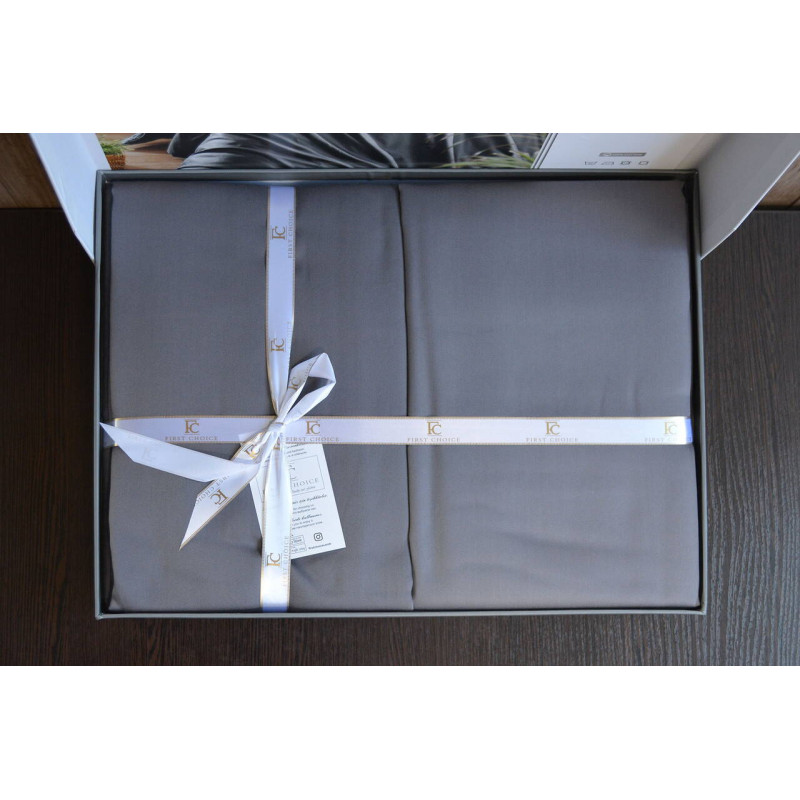 Сімейний комплект постільної білизни First Choice Cotton Satin сірий