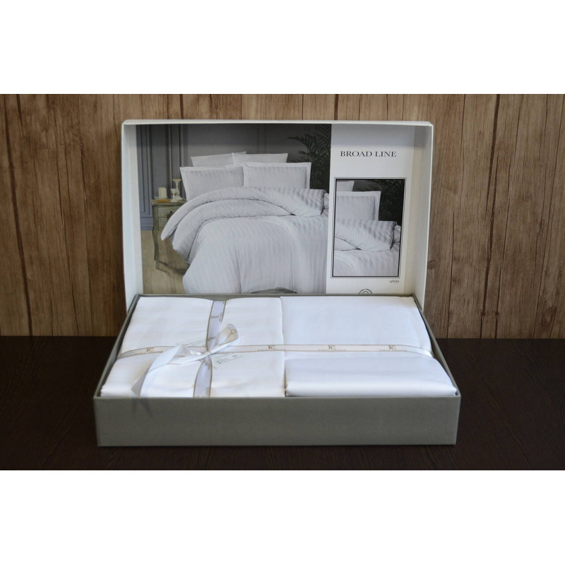 Комплект постільної білизни First Choice Cotton Satin євро білий у смужку