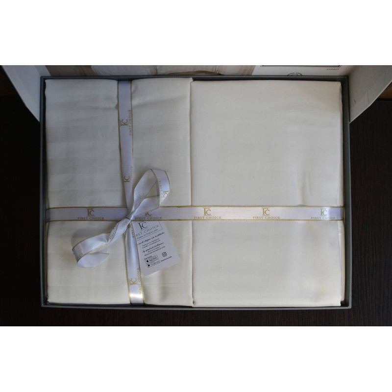 Комплект постільної білизни First Choice Cotton Satin євро кремовий