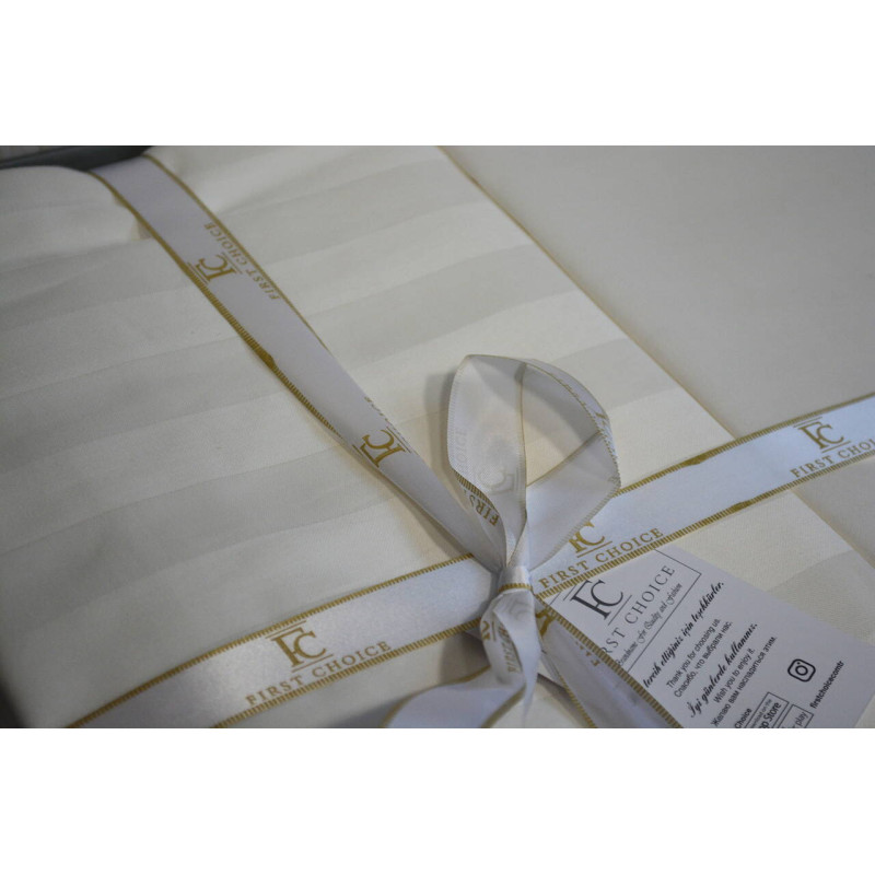 Комплект постільної білизни First Choice Cotton Satin євро кремовий