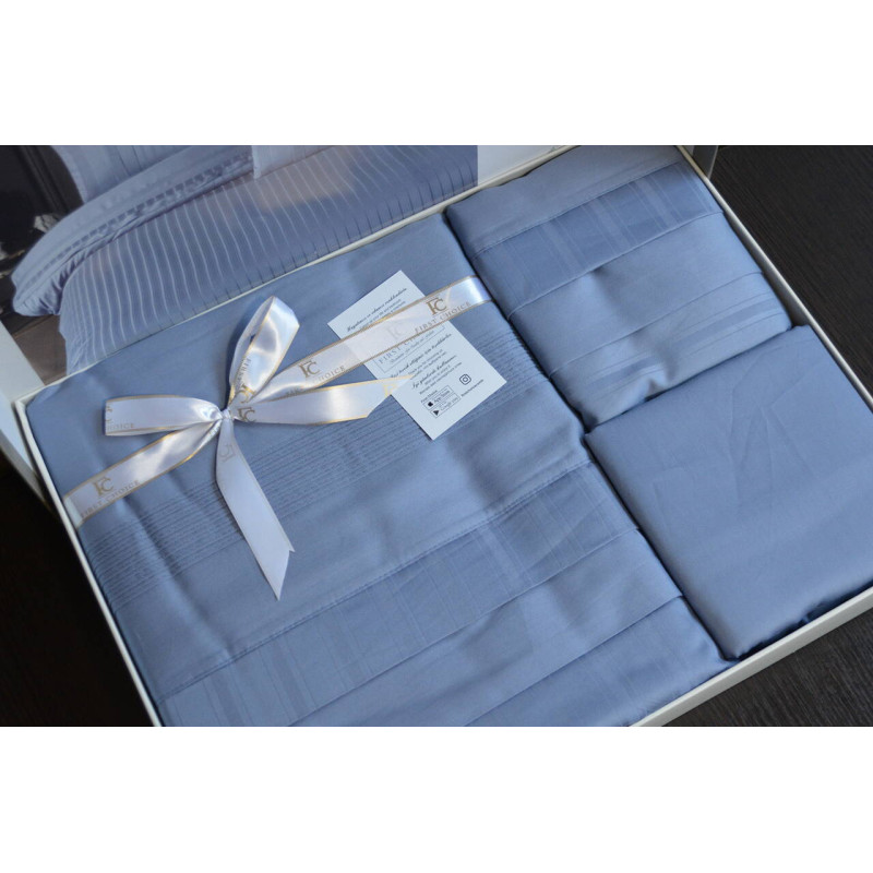 Комплект постільної білизни First Choice Deluxe Satin євро блакитний