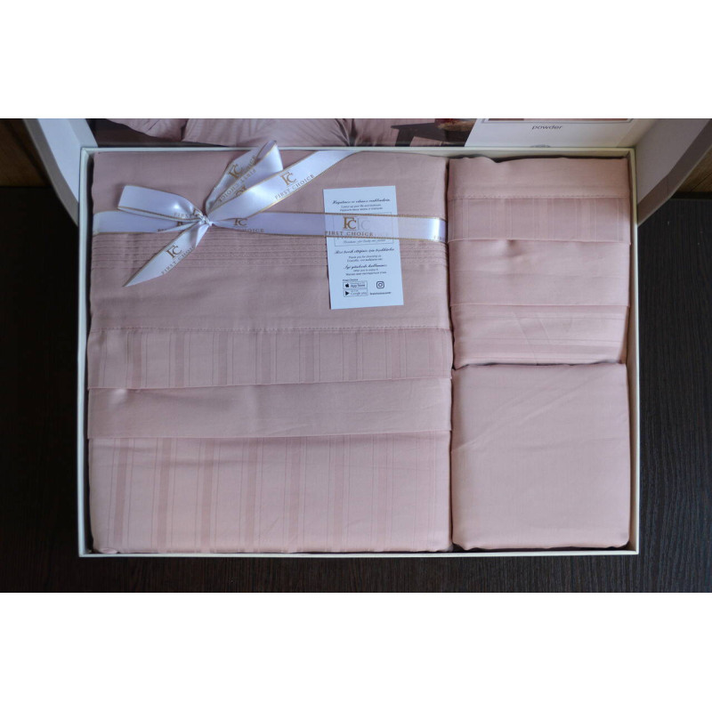 Комплект постільної білизни First Choice Deluxe Satin євро пудра