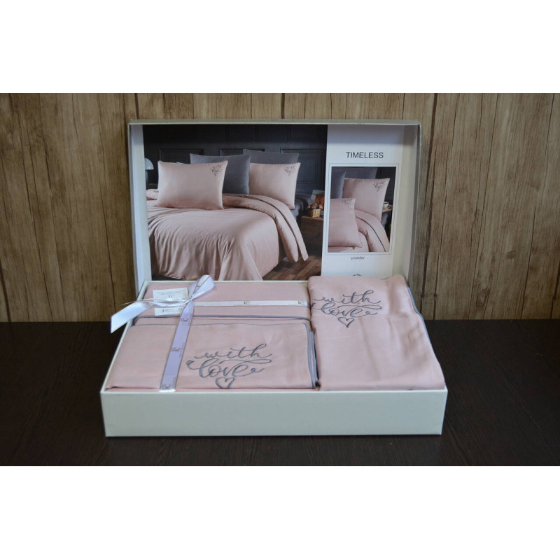 Комплект постільної білизни First Choice Deluxe Satin євро пудровий
