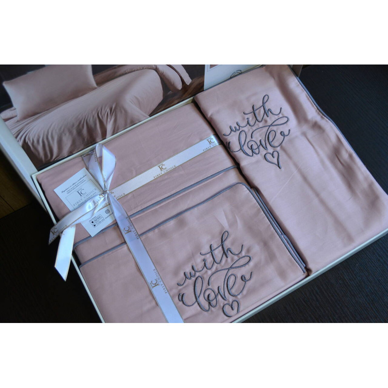 Комплект постільної білизни First Choice Deluxe Satin євро пудровий