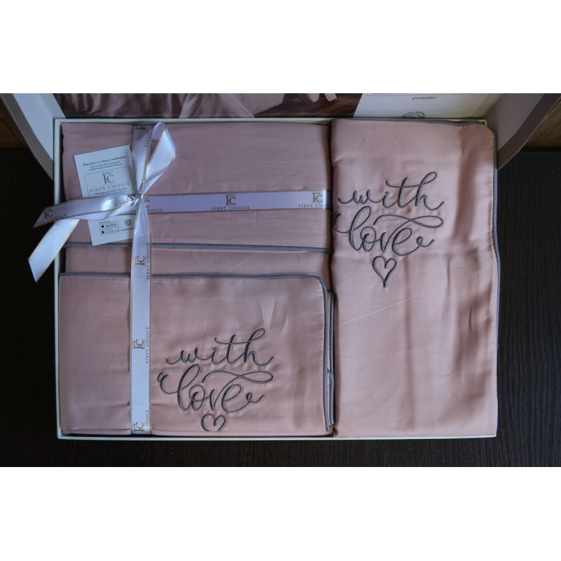 Комплект постільної білизни First Choice Deluxe Satin євро пудровий