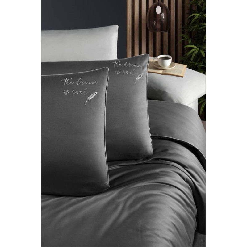 Комплект постільної білизни First Choice Deluxe Satin євро антрацит