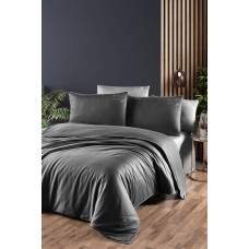 Комплект постільної білизни First Choice Deluxe Satin євро антрацит