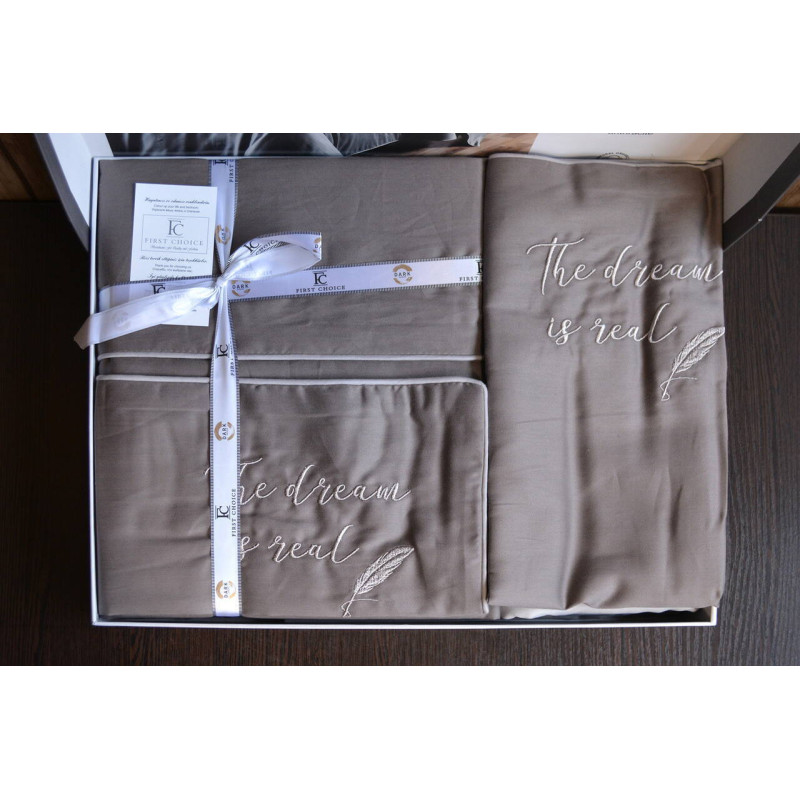 Комплект постільної білизни First Choice Deluxe Satin євро антрацит
