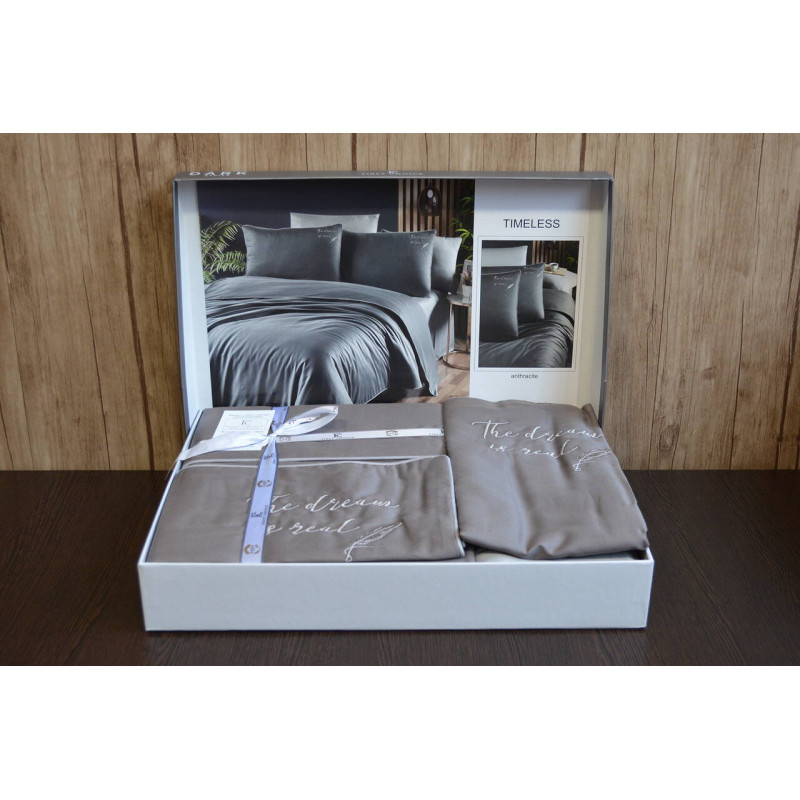 Комплект постільної білизни First Choice Deluxe Satin євро антрацит