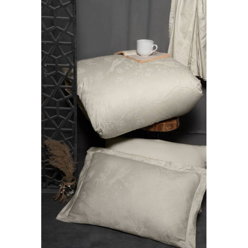 Комплект постільної білизни First Choice Jacquard Satin Stesha Beige євро