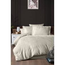 Комплект постільної білизни First Choice Jacquard Satin Stesha Beige євро