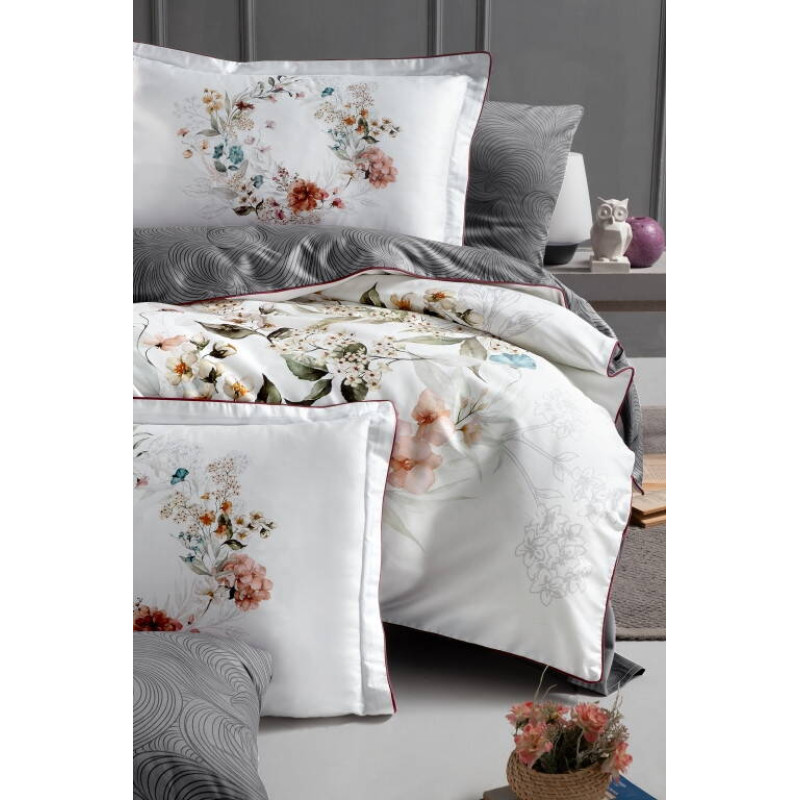 Комплект постільної білизни La Romano євро люкс-сатин Floral Grey