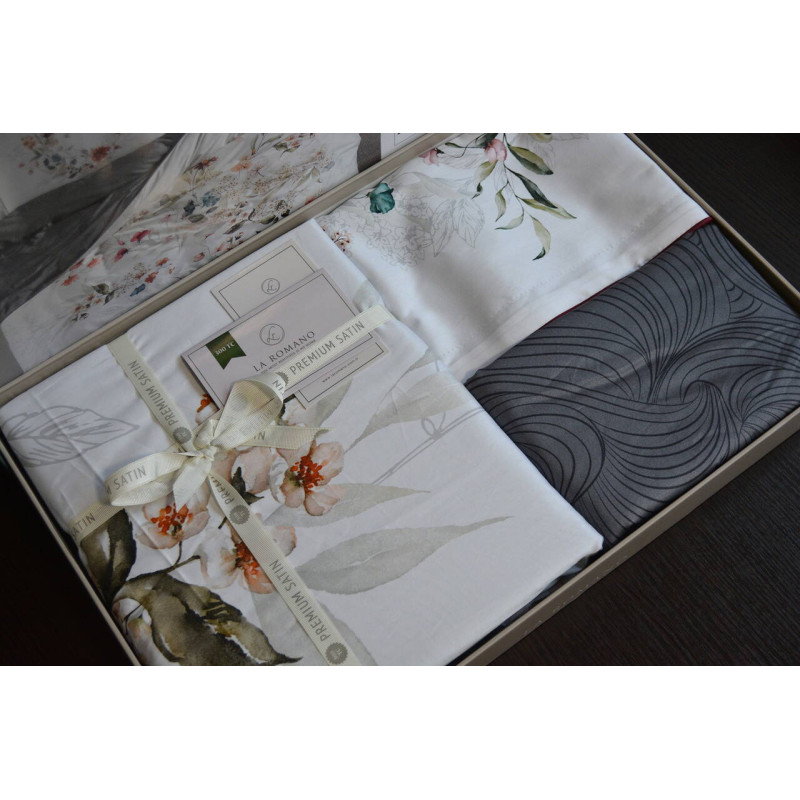Комплект постільної білизни La Romano євро люкс-сатин Floral Grey