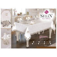 Скатерть велюрова Selin Gizem Set 160х220 см з набором серветок