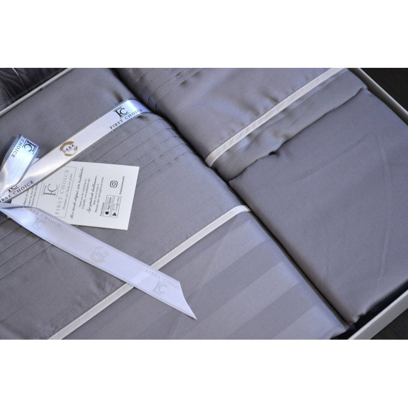Комплект постільної білизни First Choice Deluxe Satin сірий
