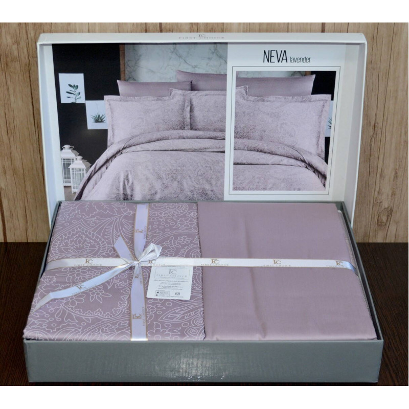 Сімейний комплект постільної білизни First Choice Neva Lavender із сатину