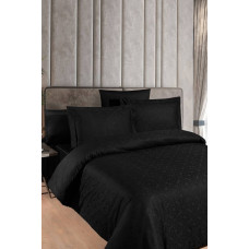 Комплект постільної білизни First Choice Jacquard Satin Lamone Black євро