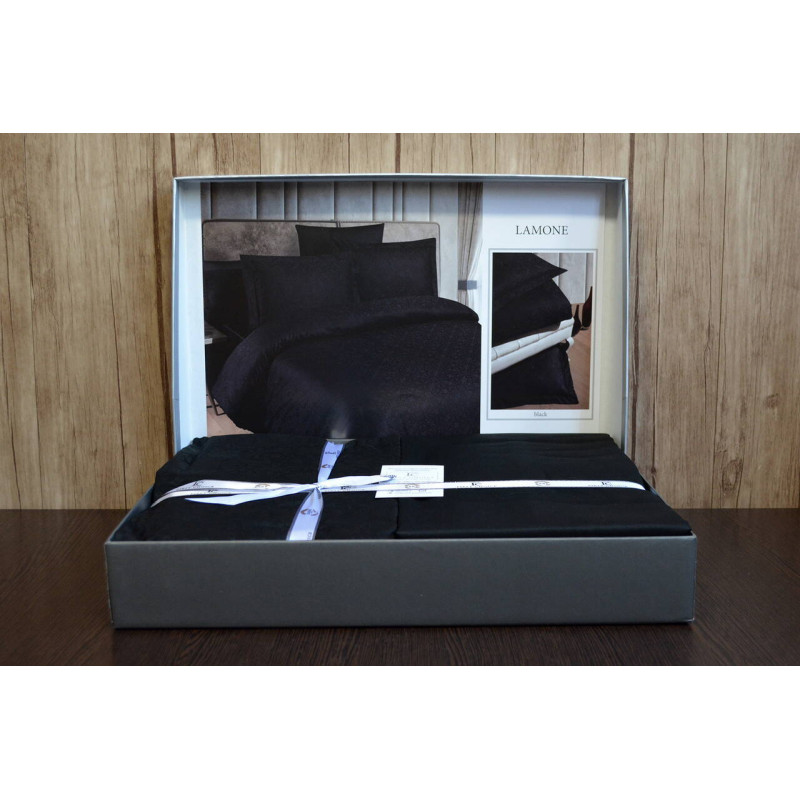 Комплект постільної білизни First Choice Jacquard Satin Lamone Black