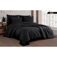 Комплект постільної білизни Kayra Cotton Shine Stripe Satin євро чорний