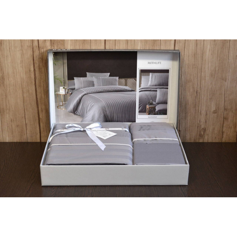 Комплект постільної білизни First Choice Deluxe Satin сірий євро