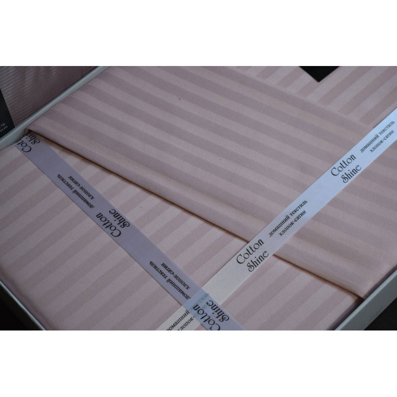 Комплект постільної білизни Kayra Cotton Shine Stripe пудровий