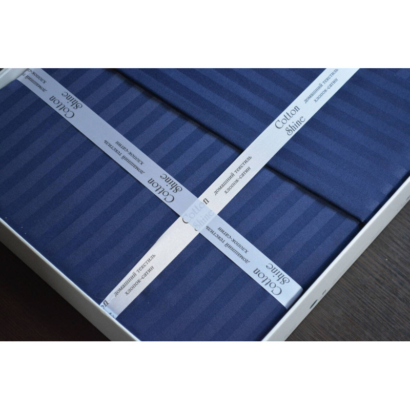 Комплект постільної білизни Kayra Cotton Shine Stripe синій